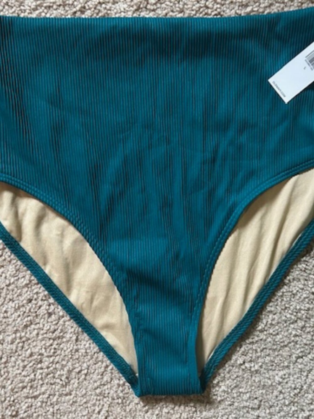 Old Navy High Waisted Ribbed Bikini Bottom Emerald Green Size L NWT